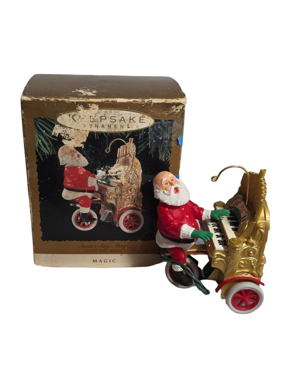 Hallmark 1994 Keepsake Santa’s Sing-Along Light & Music Ornament QLX747-3 Used